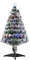 HOMCOM 3ft Artificial Prelit Christmas Tree, Snow Xmas Tree with Colourful LED Lighting Fiber Optics, Green White