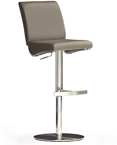 Robas Lund Barhocker Leder Cappuccino mit Lehne Barstuhl drehbar 360 Grad, Hocker höhenverstellbar, DI.AZ