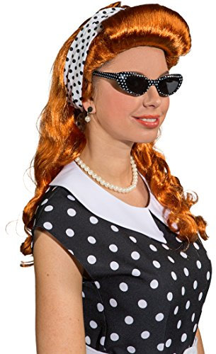 NET TOYS 60er Jahre Set Rockabilly Kostümset 4 TLG. 50er Jahre Brille Kette Tuch Ohrringe Polka Dots Vintage Zubehör Retro Pinup Schmuck Set Mottoparty Kostüm Zubehör Karnevalskostüme Accessoires