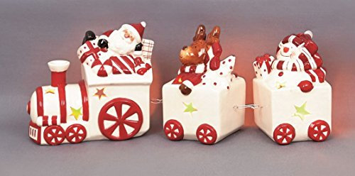 Ceramic Christmas Decoration Train & Carriages Tealight Tea Light Holder 29cm