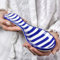 City to Cottage Spoon Rest for Stove Top, Large Ceramic Spoon Holder for Kitchen Counter, Cooking Utensil Rest for Countertop, Handcrafted Navy Blue Stripe Coastal Spoon Rest for Ladle, Spatula, Tong
