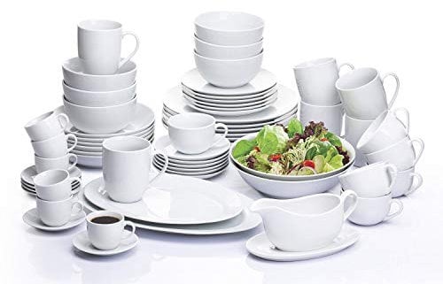 60pc White Porcelain Coupe Dinnerware Set