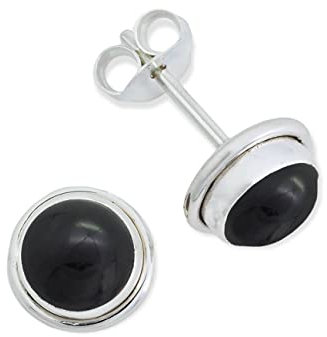Ohrstecker 925 Silber Onyx schwarzer Stein Edelstein Ohrringe echt Silber Damen Sterling Silber Stecker Geschenk(MOS-048-03)
