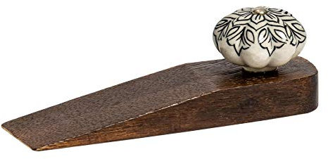 Nicola Spring Traditional Vintage Wooden Door Wedge Stop Block Stopper Doorstop - Flower Design