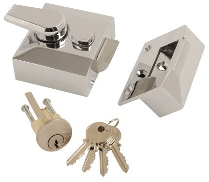Vibe Nightlatch Double Locking with Cylinder Polished Chrome Narrow