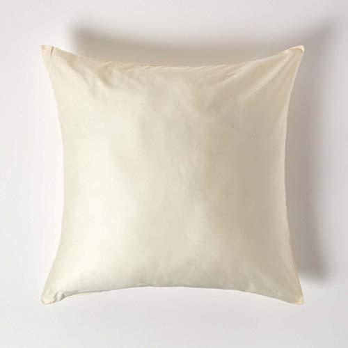 HOMESCAPES Cream Organic Cotton Euro Size Pillowcase 80 x 80 cm 400TC 600 Thread Count Equivalent Pillow Case with Zip
