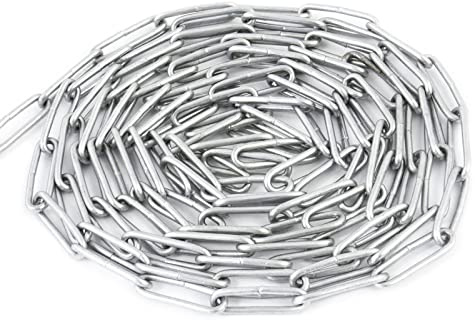 DQ-PP Stahlkette Stahl C15 – 4mm – 30m – Langgliedrig D2 – Verzinkt – DIN 5685 – Absperrkette – Metall – Rundstahlkette – Eisenketten – Absperrketten – Zurrketten
