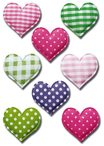 HERMA 6288 Aufkleber Herzen Bunt groß, 8 Stück, Herz Sticker aus Stoff in rosa pink grün, Etiketten in Herzform für Valentinstag Liebe Hochzeit Geburtstag Scrapbooking Dekoration Geschenk Briefe DIY
