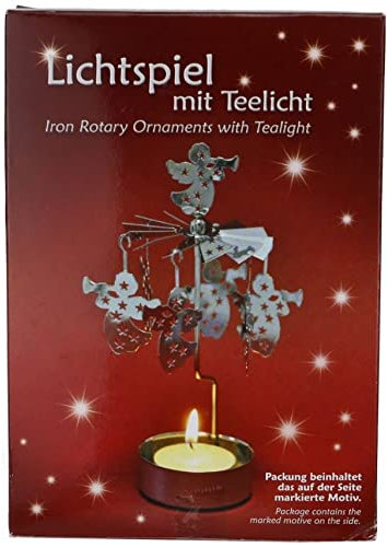 Knox, Lichtspiel mit Teelicht, Metall, Motiv Engel, Silber, 14,5cm