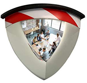 Vision Metalizers 91,4 cm hoher Sichtbarkeitsspiegel aus Acryl mit rot-weißem Klebeband – Sicherheitsspiegel für Einzelhandelsgeschäfte und Lagerhallen, Spiegel für tote Winkel und stark frequentierte