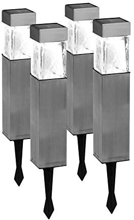 Duracell, lampade solari da giardino, per vialetti/prati/aiuole, in acciaio INOX, Acciaio, Silver, 0, led, a pile