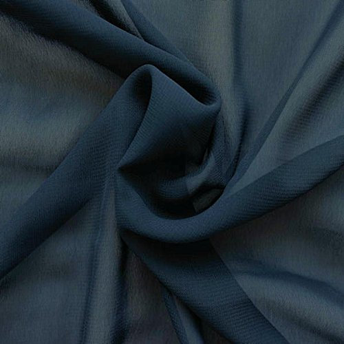 STOFFKONTOR Polyester Chiffon Stoff - Meterware, Farbe Dunkel-Blau - zum Nähen von Bekleidung, Schleiern, Dekorationen usw.
