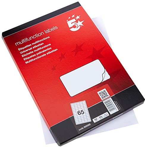 5 Star Office Adressierung Etiketten Laser 65 pro Blatt 38.1x21.2mm White [6500 Labels]