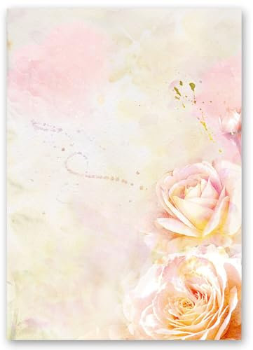 Motif Paper – Stationary Paper Rose Blossoms 20 Sheets DIN A4