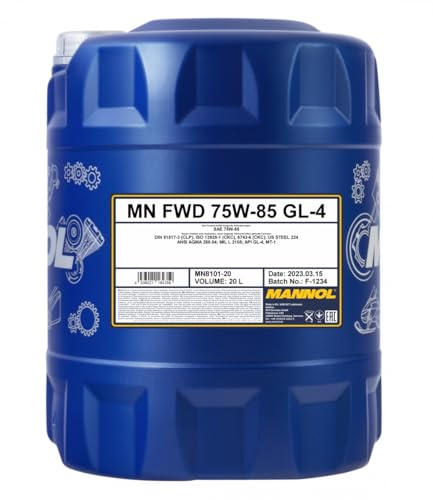 MANNOL 8101 FWD Schaltgetriebeöl 75W-85 API GL-4, 20L | Verschleißschutz für lange Lebensdauer, mit API MT-1 und ISO 12925-1, für europäische und asiatische Schaltgetriebe