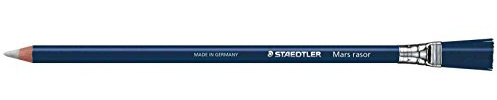 STAEDTLER sechs holzgefasste Bleistifte mit Radiergummi M rz rasor, blau, mit Besen