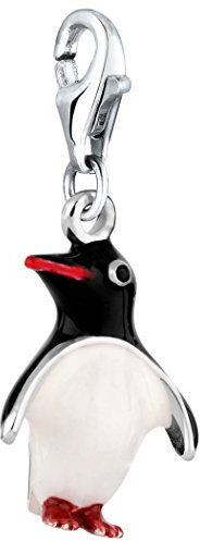 Nenalina Pinguin Karabiner Charm Anhänger für Bettelarmband aus 925 Sterling Silber 714087-001