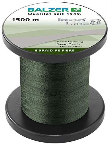 Balzer Iron Line 8-1500m geflochtene Schnur zum Spinnfischen, Farbe:Grün, Durchmesser/Tragkraft:0.18mm / 12.7kg
