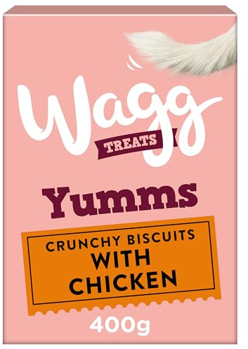 Wagg Yumms Dog Biscuits with Chicken, 400 g, Pack of 5 | Oven Baked Treats - Enriched with Extra Vitamins & Minerals - Oven Baked to Lock in Flavour & Nutrition