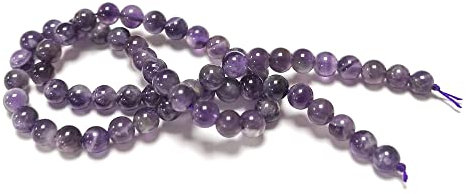 Strand Of 62+ Purple/Grey Chevron Amethyst 6mm Plain Round Beads - (GS1255-1) - Charming Beads