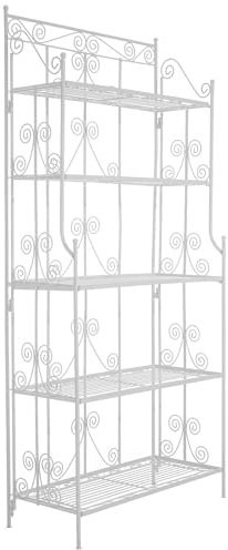 CLP Scaffale in Piedi Ciara I Scaffale in Metallo per Piante in Stile Rustico I Scaffale per Balcone, Patio, Veranda e Giardino, Colore:Bianco