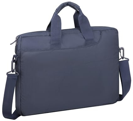 Rivacase Tasche für Notebooks bis 15.6 Zoll – Sehr kompakte Laptoptasche mit gepolsterten Wänden, Reißverschluss und abnehmbarem, verstellbarem Tragegurt / 8035 (Blau)