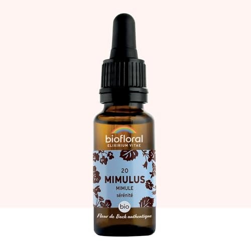 BIOFLORAL - 20 Mimulus, Mimule BIO DEMETER - Sérénité - Fleur de Bach Authentique - Compte-gouttes 20 ML