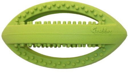 Happy Pet Grubber Rugby Ball Dog Toy Strong Fun Interactive Bouncy Chewing Outdoor Playing Catch Fetch Lightweight Tugging Pulling for All Breeds