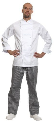 Pflegeleichte Basic Kochhose für Bistro + Gastronomie + Küche + Bäckerei, Farbe:Black/White;Größe:XXL XXL,Black/White