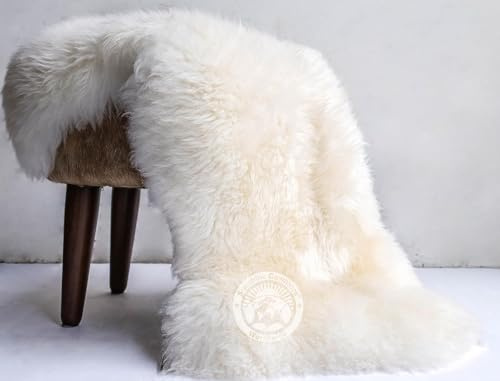 Sunshine Cowhides 100% Genuine Sheepskin Rug - Modern Style Animal Skin Rug & Floor Carpet for Living Room, Bedroom, Kitchen & More - Double (2x5-6 Ft.)