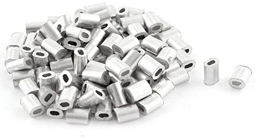sourcing map – ® Aluminio Oval fundas abrazaderas para 0,5 mm cuerda de alambre Swage Clip 100PCS