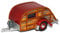 Cararama Anhänger Wohnwagen mit öffnender Klappe Dunkel Rot Holzdesign 1/43 Modell Auto