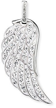 Engelsrufer Damen Anhänger Engelsflügel aus Sterling Silber - Ösenverschluss - besetzt mit 77 weißen Kristallen - nickelfrei - Größe: 42 mm