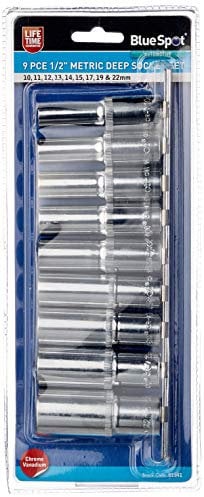 Blue Spot Tools 01541 9 Piece 1/2 Inch Deep Metric Sockets