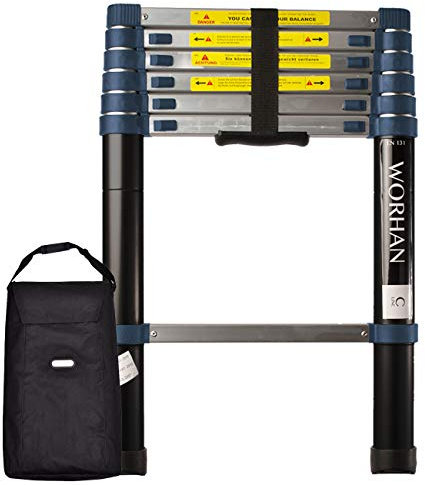 WORHAN® 2m TELESKOPLEITER ALULEITER ANLEGELEITER ALULEITER ALU TELESKOP LEITER MULTIFUNKTIONS LEITER 200cm 1K2C+bag