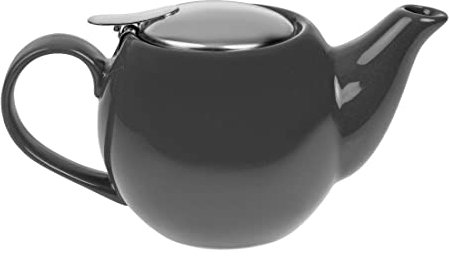 Olympia Cafe Teekanne 510 ml / 18 fl oz (Box 1), Holzkohle, mikrowellengeeignet, leicht auszugießender Ausgießer, abnehmbarer Filter, abnehmbarer Metalldeckel mit Klappdeckel, GM596