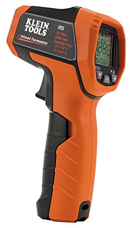 Klein Tools IR5 Dual Laser 12:1 Infrared Thermometer, Digital Thermometer Gun with Backlit Display, Dual Laser Targeting and Auto Scan, Wide Temperature Range