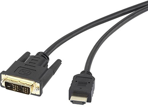 Renkforce DVI/HDMI Adapterkabel DVI-D 18+1pol. Stecker, HDMI-A Stecker 1.80 m Schwarz RF-4212216 vergoldete Steckkont