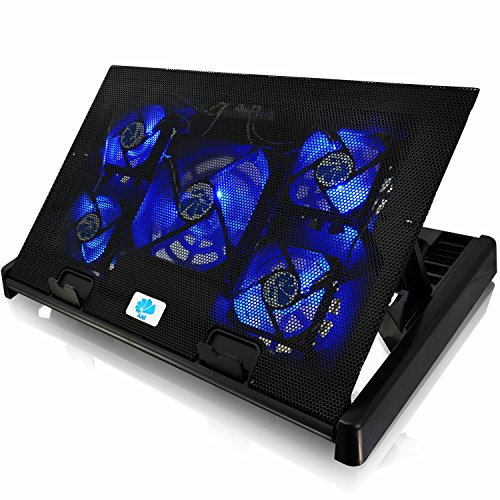 AABCOOLING NC81 - Bases de Refrigeración con 5 Ventiladores, con Regulación del ángulo de Inclinación, y LED Azul, Cooling Pad, PC Portatil 17 Pulgadas, Ventilador para Ordenador, Soporte Portatil