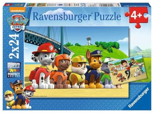 Ravensburger Kinderpuzzle - 09064 Heldenhafte Hunde - Puzzle für Kinder ab 4 Jahren, Paw Patrol Puzzle mit 2x24 Teilen