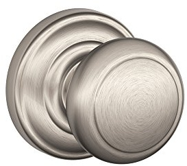 SCHLAGE Knob with SCHLAGE Trim Non-Turning Lock, Satin Nickel (F170 AND 619 AND)