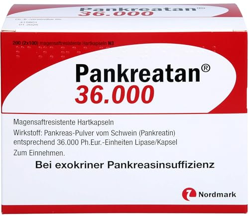 Pankreatan 36.000 Hartkapseln Verdauungsenzyme, 200 St. Kapseln