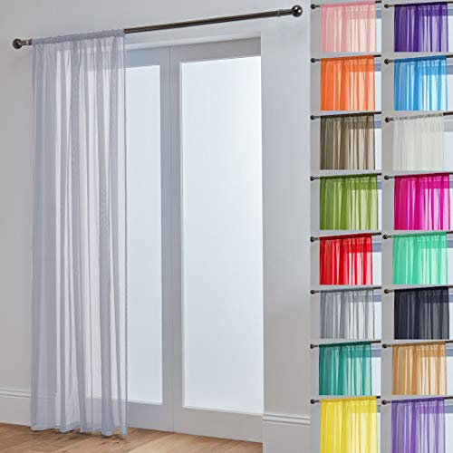 John Aird Lucy Voile Curtains - Rod Pocket Slot Top - Net Curtains - 1 Panel (Silver, 58 Wide x 81 Drop)