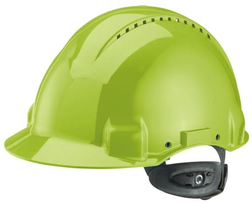 3M Peltor Schutzhelm G3000, G30NUV, mit 3M Uvicator Sensor, ABS, mit Schweißband und Ratschensystem, belüftet, neongrün