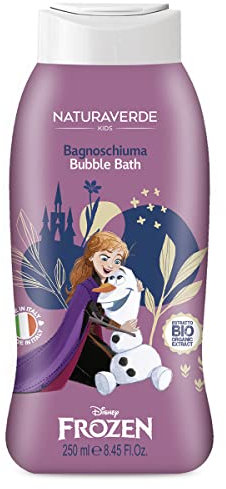 Naturaverde | Kids - Disney Frozen - Bagnoschiuma Bambini, Sapone da Bagno per Corpo, Profumo al Muschio Bianco, Prodotti per Igiene Bambini, Bagno Schiuma con Estratto di Fiordaliso BIO, 250ml