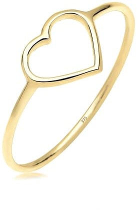 Elli PREMIUM Ring Damen Herz Geo Minimal in 375 Gelbgold