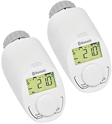 SmartBlue Heizköperthermostat Bluetooth 2-er Set, Programmierung über Smartphone oder Tablet
