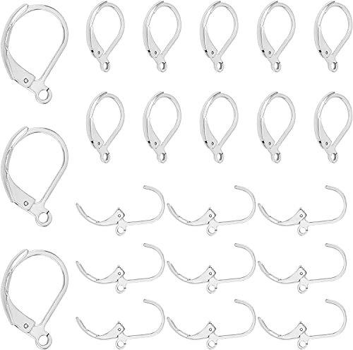 PH PandaHall 100pz Ganci per Orecchini a Leva Ganci Orecchini Monachelle in Acciaio Inossidabile 304, 10x15mm Anello Chiusura Orecchino per Fai da Te Creazione di Gioielli