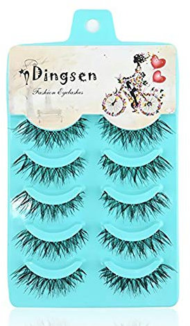 Blue Vessel 5Paar Schwarz Handmade Messy Nat¨¹rliche Kreuz falsche Wimpern ¡
