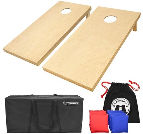 GoSports Unisex, Teenager CH-02-Wood-Natural Cornhole Set, One Size